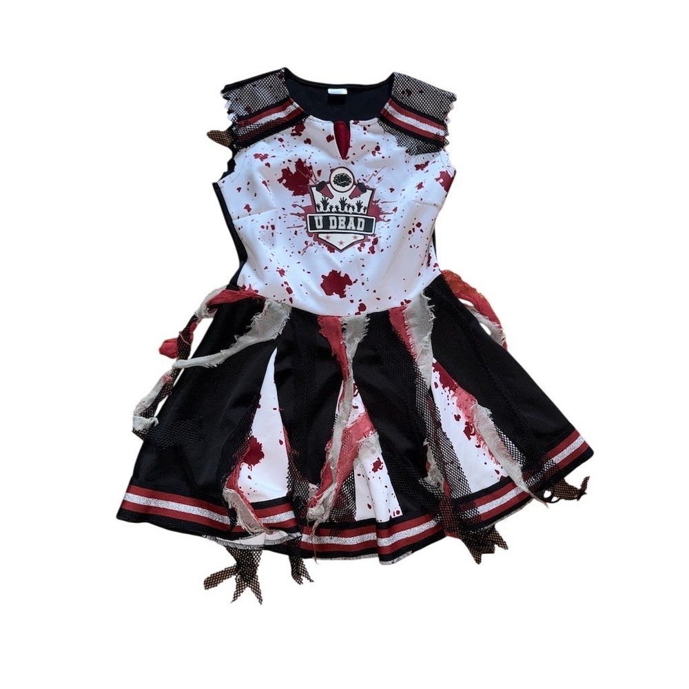 Spirit Halloween Zombie Cheerleader Costume Dress Womens M‎ U DEAD Blood cosplay